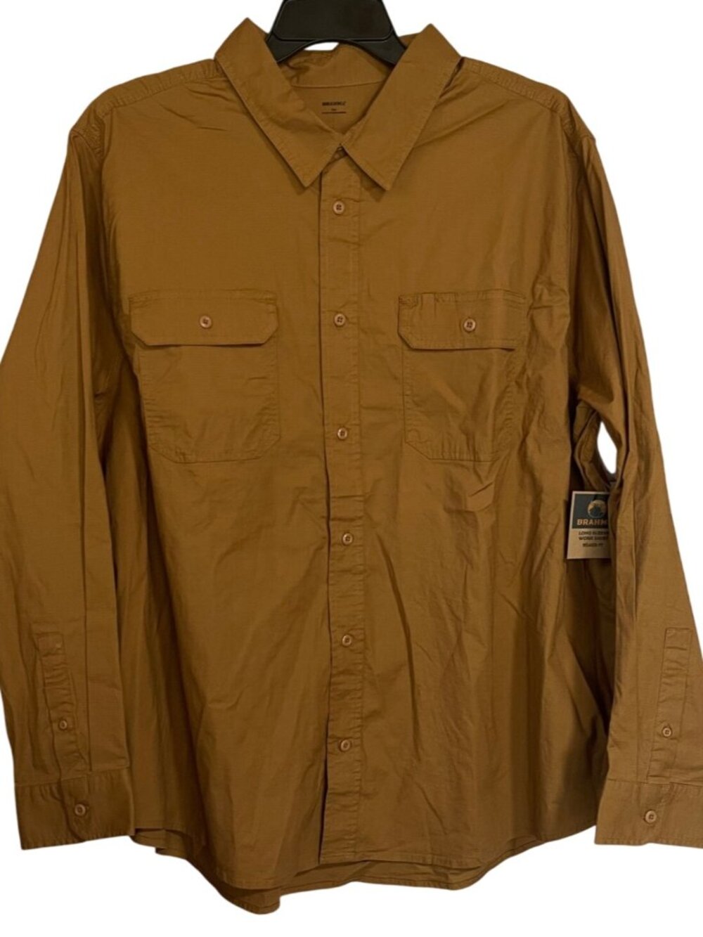 Brahma Mens Relaxed Fit Long Sleeve Work Shirt in Trail Blazer Brown Size 3XL